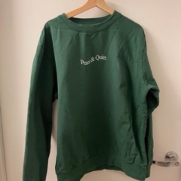 Museum of Peace & Quiet SSENSE Exclusive Green Word Mark Sweatshirt - Size L - Picture 2 of 2